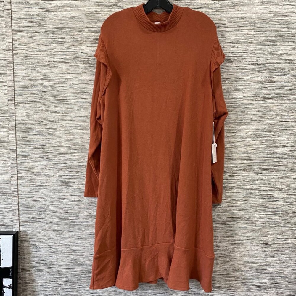Lauren Conrad Womens Plus Size Rust Knit Sweater Dress 2X MSRP$54